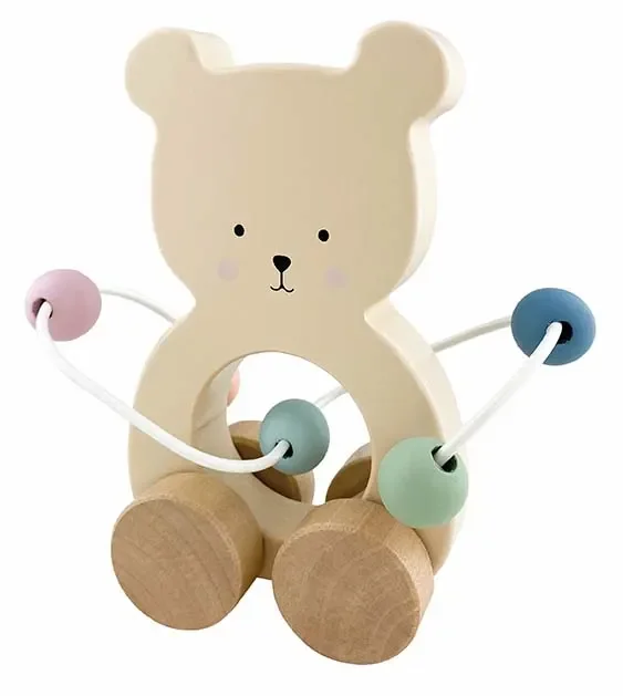 Jabadabado Kinderspeelgoed, duwspeelgoed, duwspeelgoed - Teddy met motorische lus