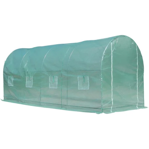 "Plastic greenhouse tomato greenhouse greenhouse 8 windows PE + steel green 500 x 200 x 210 cm image"