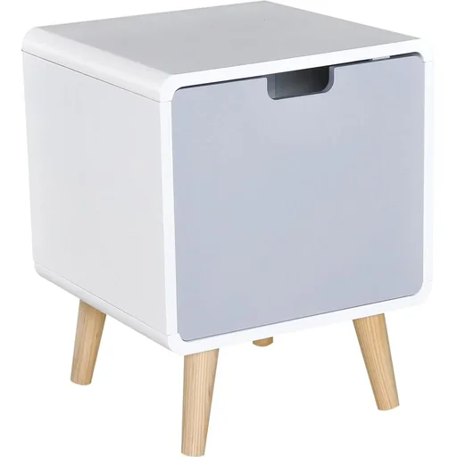 "Bedside table, high gloss bedroom MDF white L40 x W38 x H50cm image"
