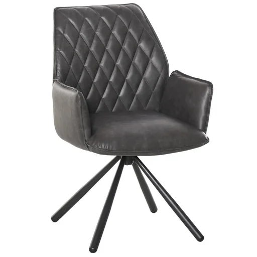 "Dining room chair upholstered chair living room chair armchair 360° rotatable kitchen chair armchair with backrest artificial leather steel image"