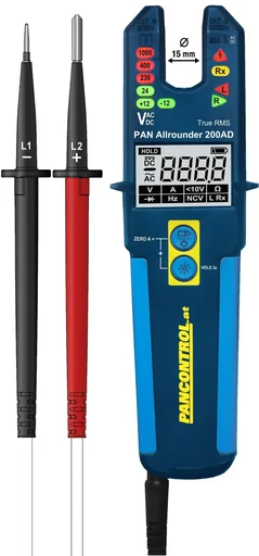 "Current and voltage tester with LED/LCD display, up to 1500V DC, up to 1000V AC, up to 200A AC/DC image"