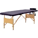 Foldable massage table with 4 zones, wine red wood