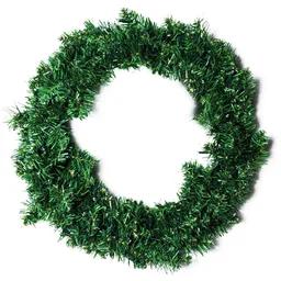 Dennenkrans deurkrans kerstkrans met LED 55cm groen