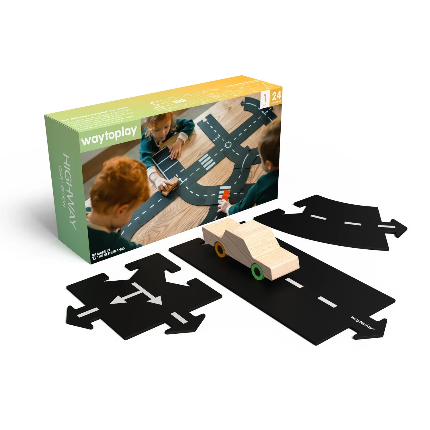 Waytoplay speelgoedracebaan + 1 auto, cadeauset