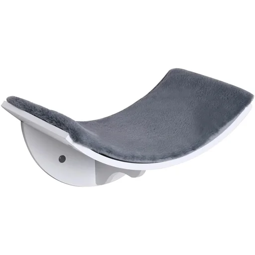 "Cat lounger, cat wall lounger, cat bed, cat shelf, wall mounting, plush pad, MDF, white + grey, 41 x 28 x 21 cm image"