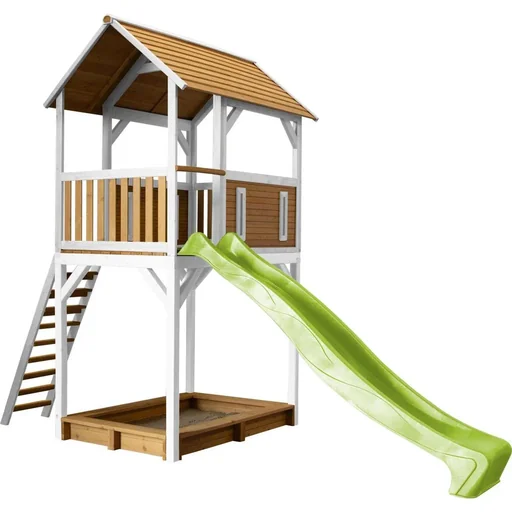 "Dory Play Tower Brown/White - Lime Green Slide image"