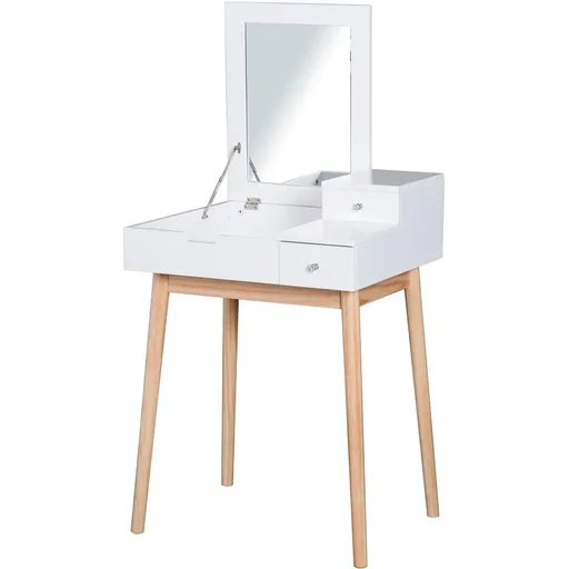 "Dressing table cosmetic table with fold-out mirror white image"