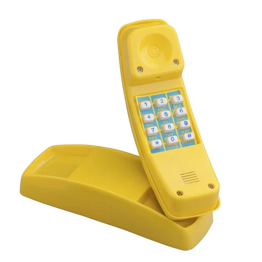 "Toy telephone made of yellow plastic for play towers and play equipment image"