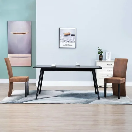 "Dining room chairs 2 pieces faux leather brown image"