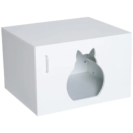 "Cat cave cat house litter box white image"