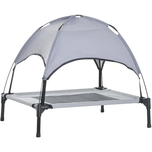 "Raised dog bed with breathable canopy image"