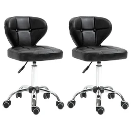 2er-Set Arbeitshocker mit Rückenlehne 72-87 cm höhenverstellbar Büro Dunkelgrau 