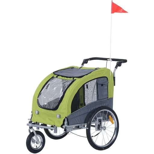 "Dog Trailer Jogger Bicycle Trailer Metal Green image"