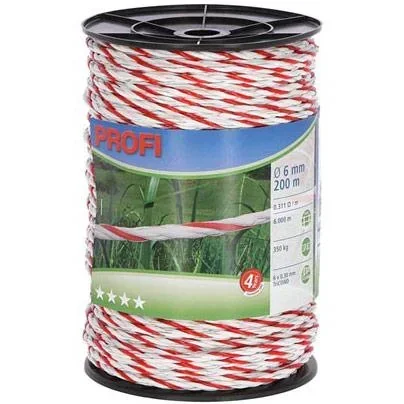 "Professional fence cord 6mm, 6x0.30 Tric, 200m, white/red image"