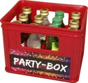 Party box with 12 liqueur minis “Oans, zwoa, g-suffa!”, red
