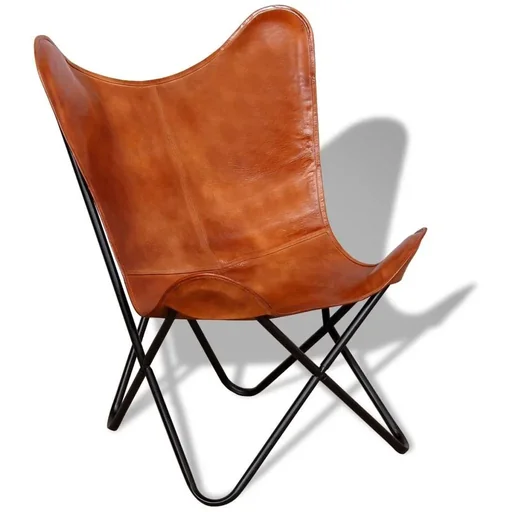 "Butterfly chair genuine leather brown image"