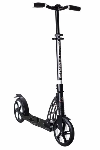 "Aluminum scooter with front suspension, folding mechanism, 205 mm, ABEC 7, height adjustable, black image"