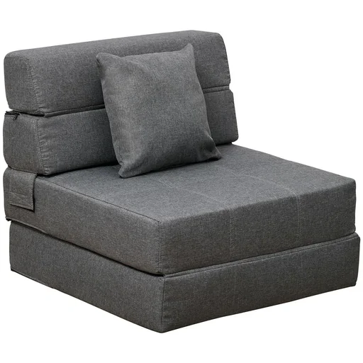 "Armchair sofa bed single sofa with washable cushion grey 70cm x 70cm x 61cm image"