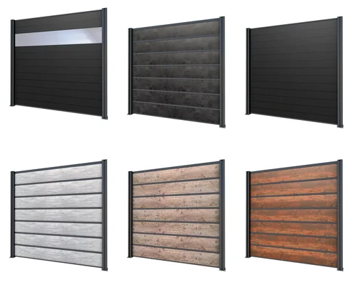 "Privacy screen extension, anthracite, 1.94 x 1.86 m, WPC boards grey image"