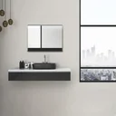 Bathroom mirror with lighting, "Black Home" - 80 x 60 cm - light color neutral white - with practical shelf