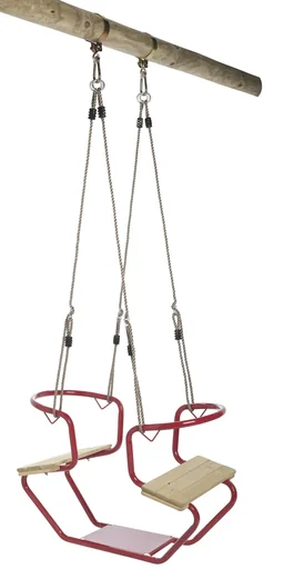 "Double swing seat gondola red made of metal for round wood image"