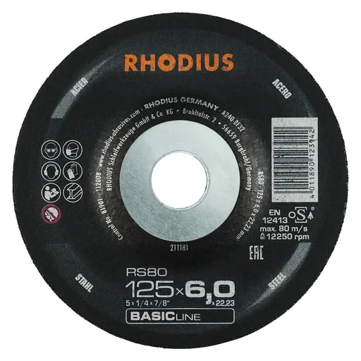 "Grinding disc RS80 steel, 125 x 6.0 x 22.23 mm, 25 pieces image"