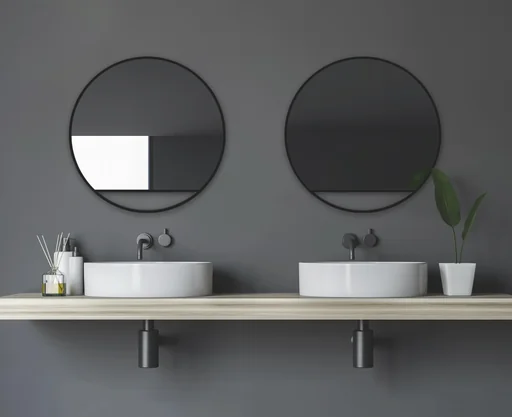 "Decorative wall mirror "Black Hole" - matt Ø 60 cm - high-quality robust aluminum frame in matt black image"