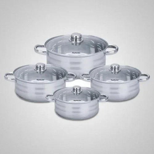"Deep soup pots with glass lids 8 pieces image"