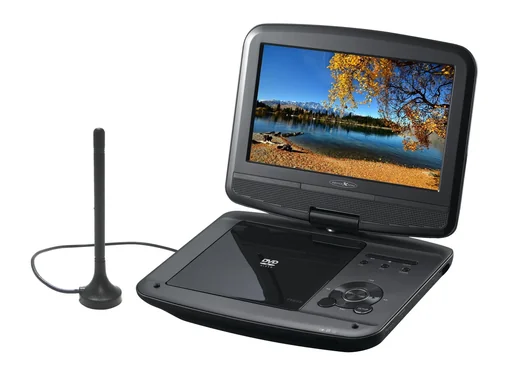 "Portable DVD player with 9" LCD screen and DVBT2 HD tuner image"
