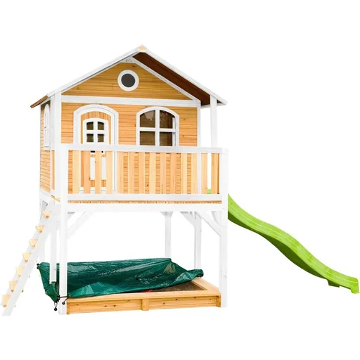 "Marc playhouse brown/white with lime green slide image"