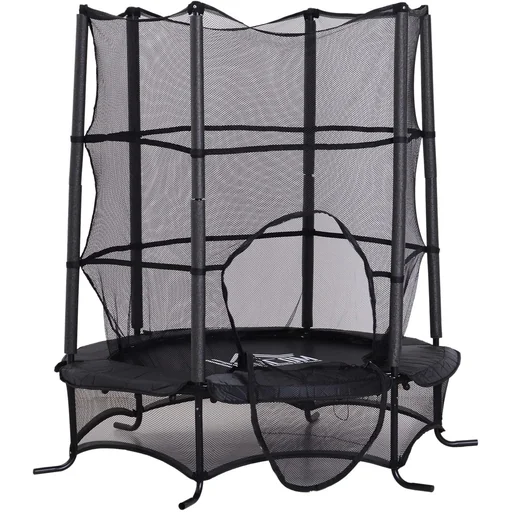 "Trampoline children's garden trampoline with safety net edge cover padded steel black Ø170cm up to 45kg image"