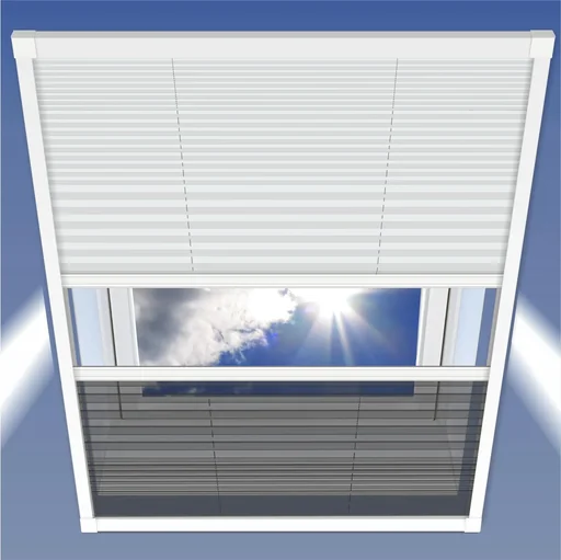 "Duo insect screen & sun protection pleated blind, 134 x 160 cm for roof windows image"