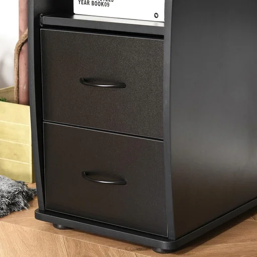 "Computer desk with 2 drawers walnut image"