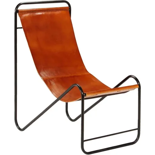 "Chair genuine leather brown image"