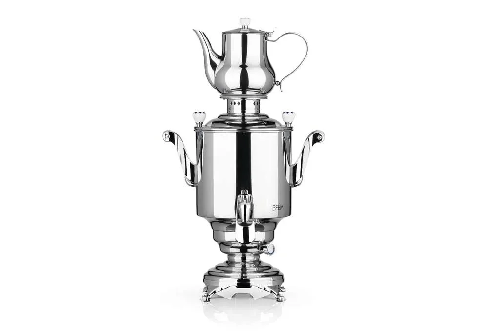 "Samovar, russische theeketel - Romanov III - 5L, met dispenser, elektrische, roestvrij staal image"