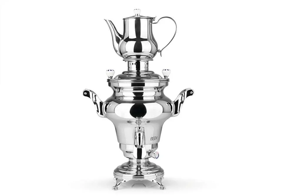 "Samovar, russische theeketel - Rebecca III - 5L, met dispenser, elektrische, roestvrij staal image"