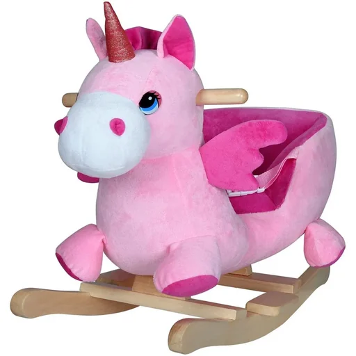 "Rocking chair children unicorn with safety belt image"