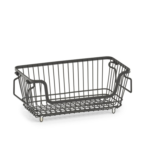 "Storage basket, stackable, metal, black image"