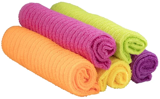 "Microfiber cloths set of 5, color-sorted image"