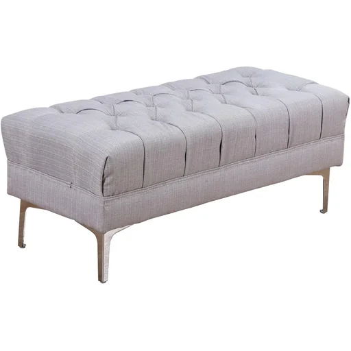 "Upholstered bench chest bench retro linen metal feet grey image"