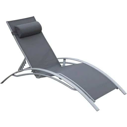 "Sun lounger garden lounger aluminum adjustable with mat gray image"