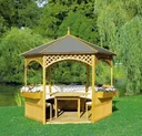 Palma pavilion with wooden roof and roofing felt