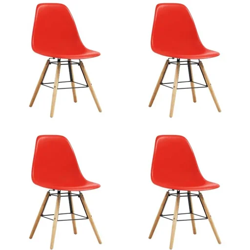 "Dining room chairs 4-seater plastic red image"