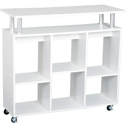 "Kitchen trolley serving trolley with 6 compartments white image"