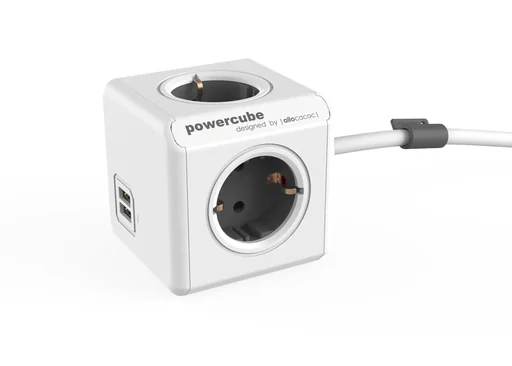 "PowerCube Extended power cube with 4 sockets and 2 USB ports image"