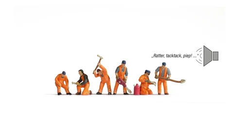 "Construction site on the track, sound scene, H0 gauge image"