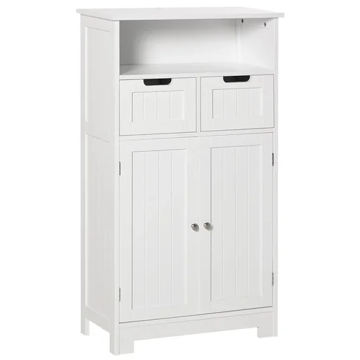 "Bathroom cabinet with 2 drawers 1 door cabinet white image"