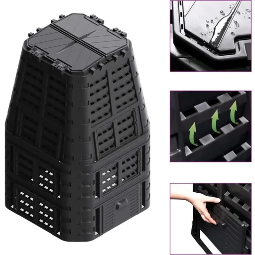 "Compost bin 1000 L 93.3x93.3x146 cm black image"