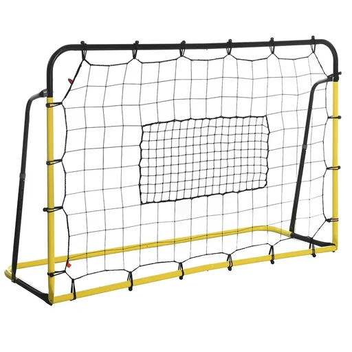 "Kickback Soccer Rebounder Goal Rebound Wall Net for Soccer, Basketball and Baseball, Steel+PE, Yellow+Black, 184 x 63 image"