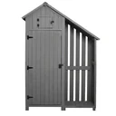 Garden cabinet wooden tool shed garden house tool cabinet wooden hut gable roof grey + black 129 x 51.5 x 180 cm